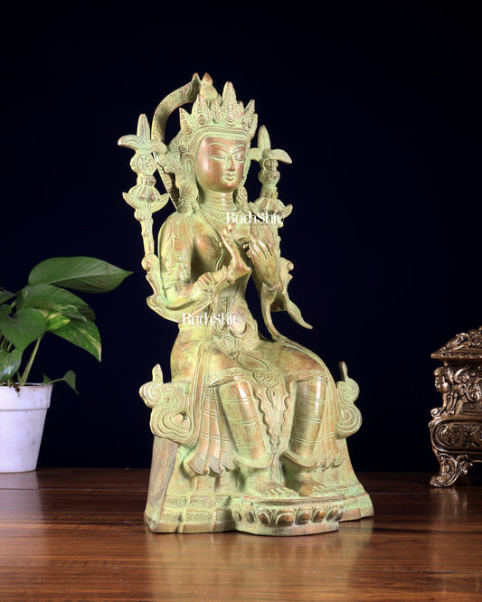 Vintage Tibetan Brass Maitreya Buddha Sculpture – The Future Buddha 14 inch
