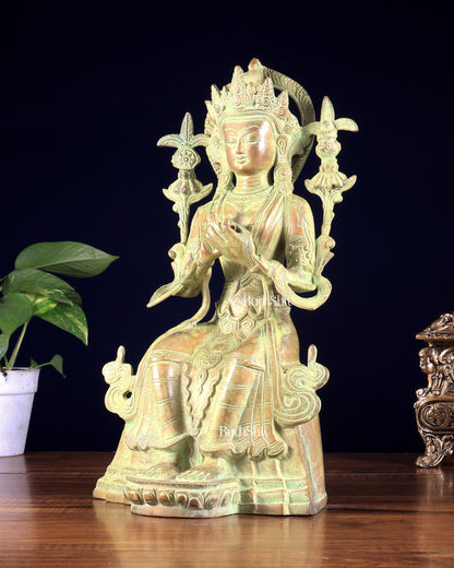 Vintage Tibetan Brass Maitreya Buddha Sculpture – The Future Buddha 14 inch