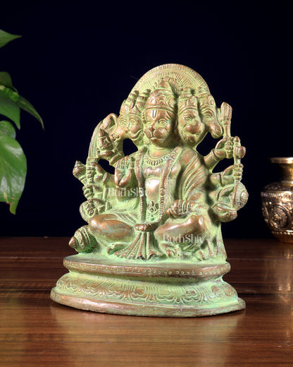 Vintage Brass Panchmukhi Hanuman Murti - 6.5 inch