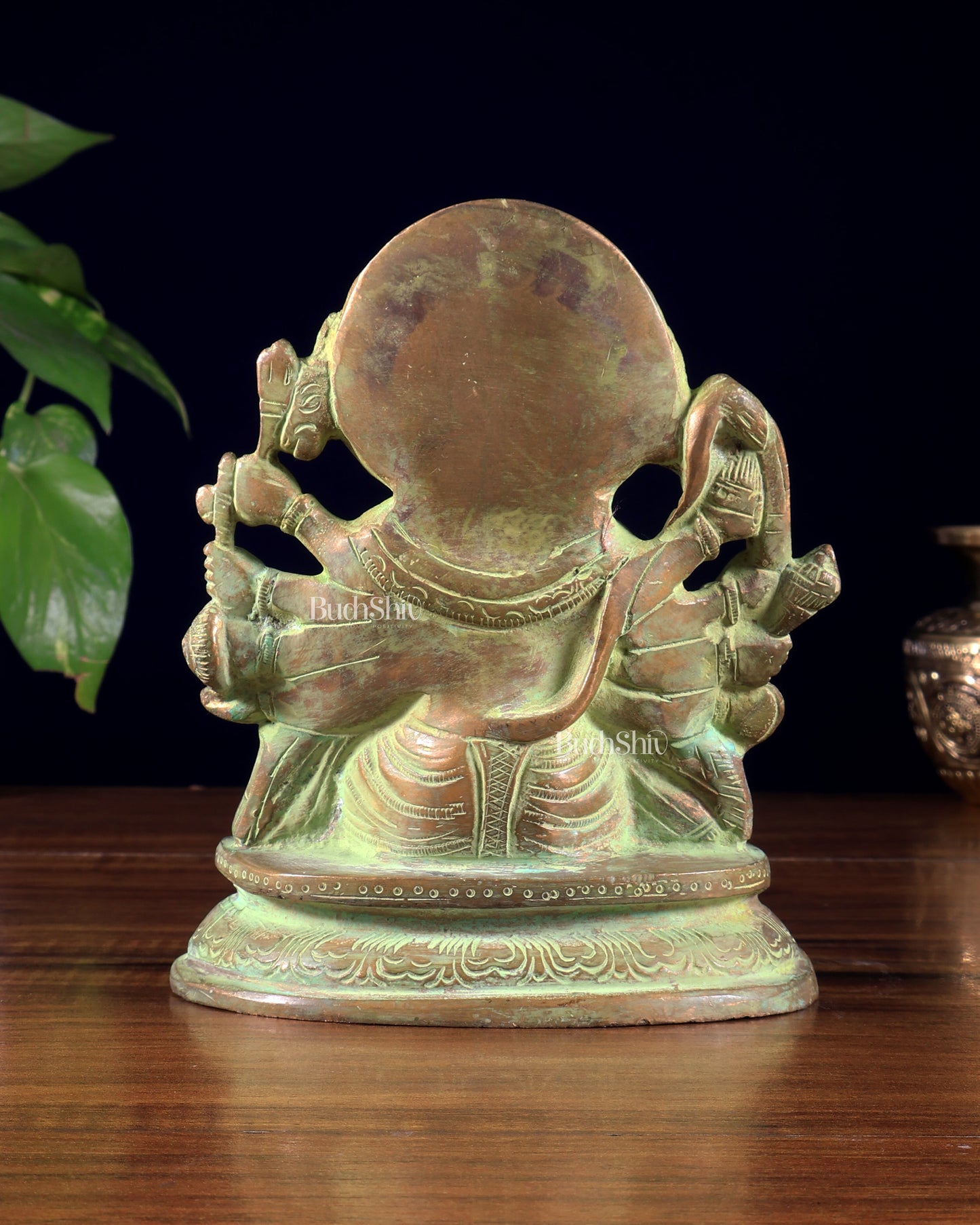 Vintage Brass Panchmukhi Hanuman Murti - 6.5 inch