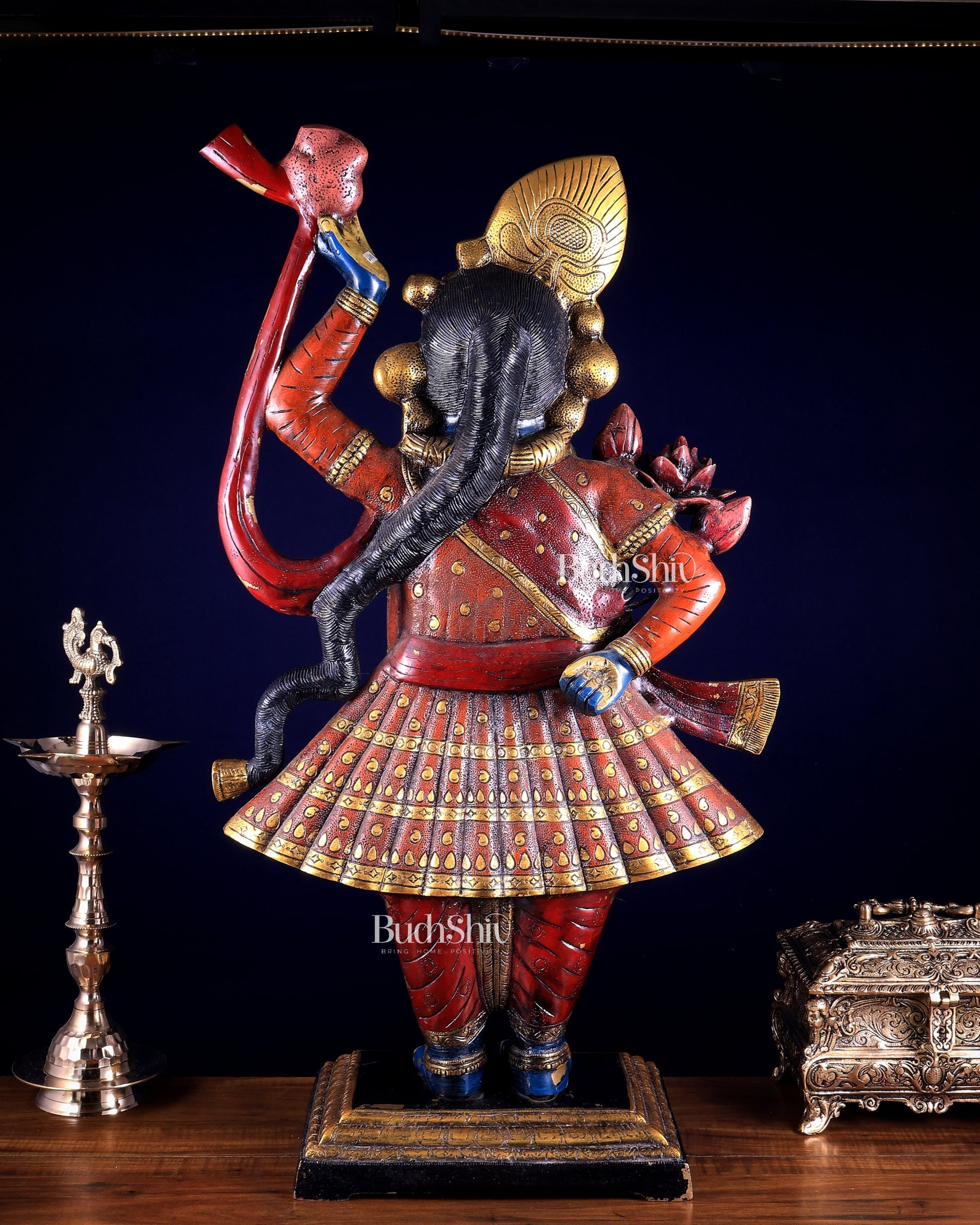 Brass Nathdwara Shrinath Ji Murti Large | 32 " Pichwai hand-painted