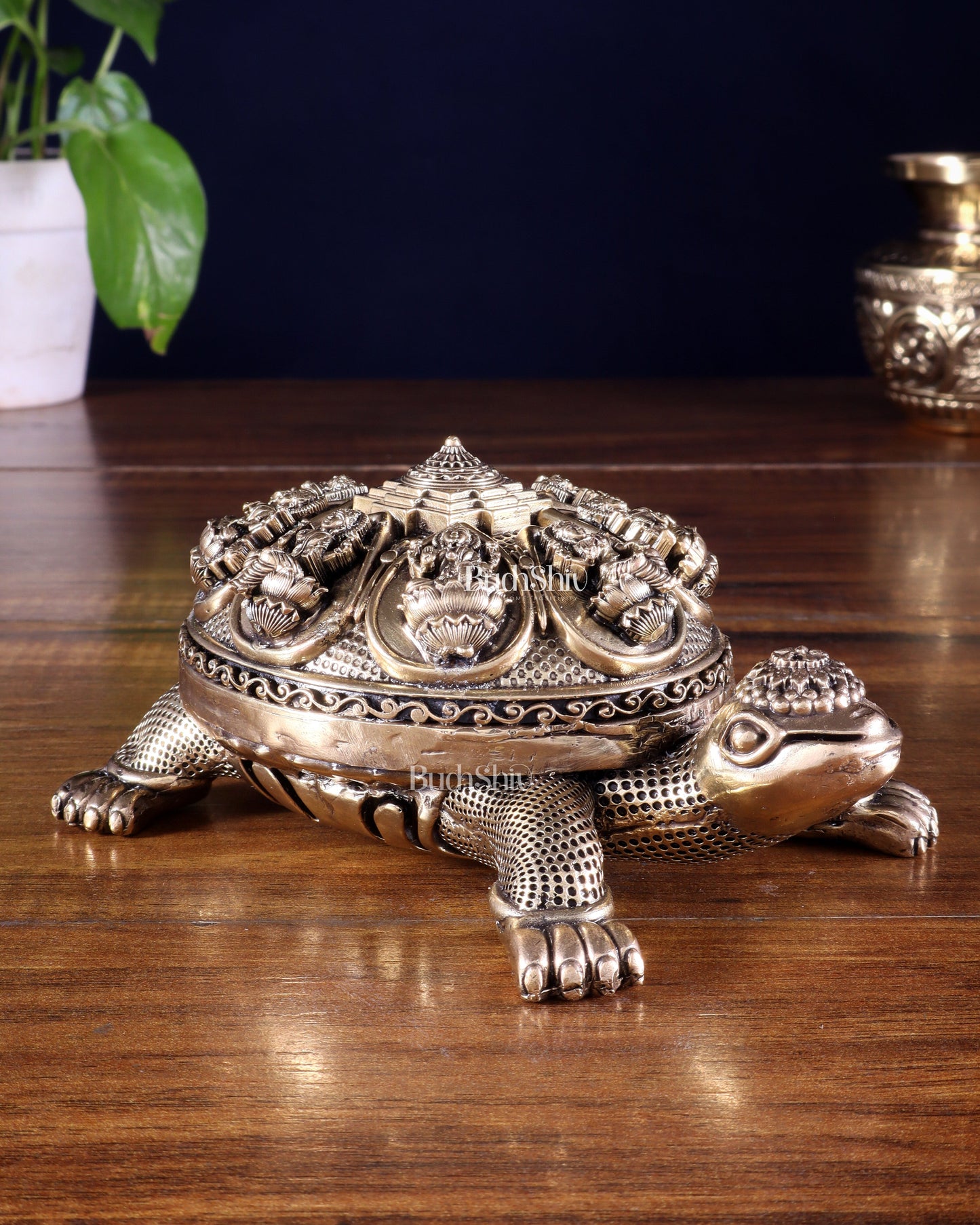 Superfine Brass Tortoise with Ashtalakshmi Shree Yantra – Vastu Approved 6.5 inch