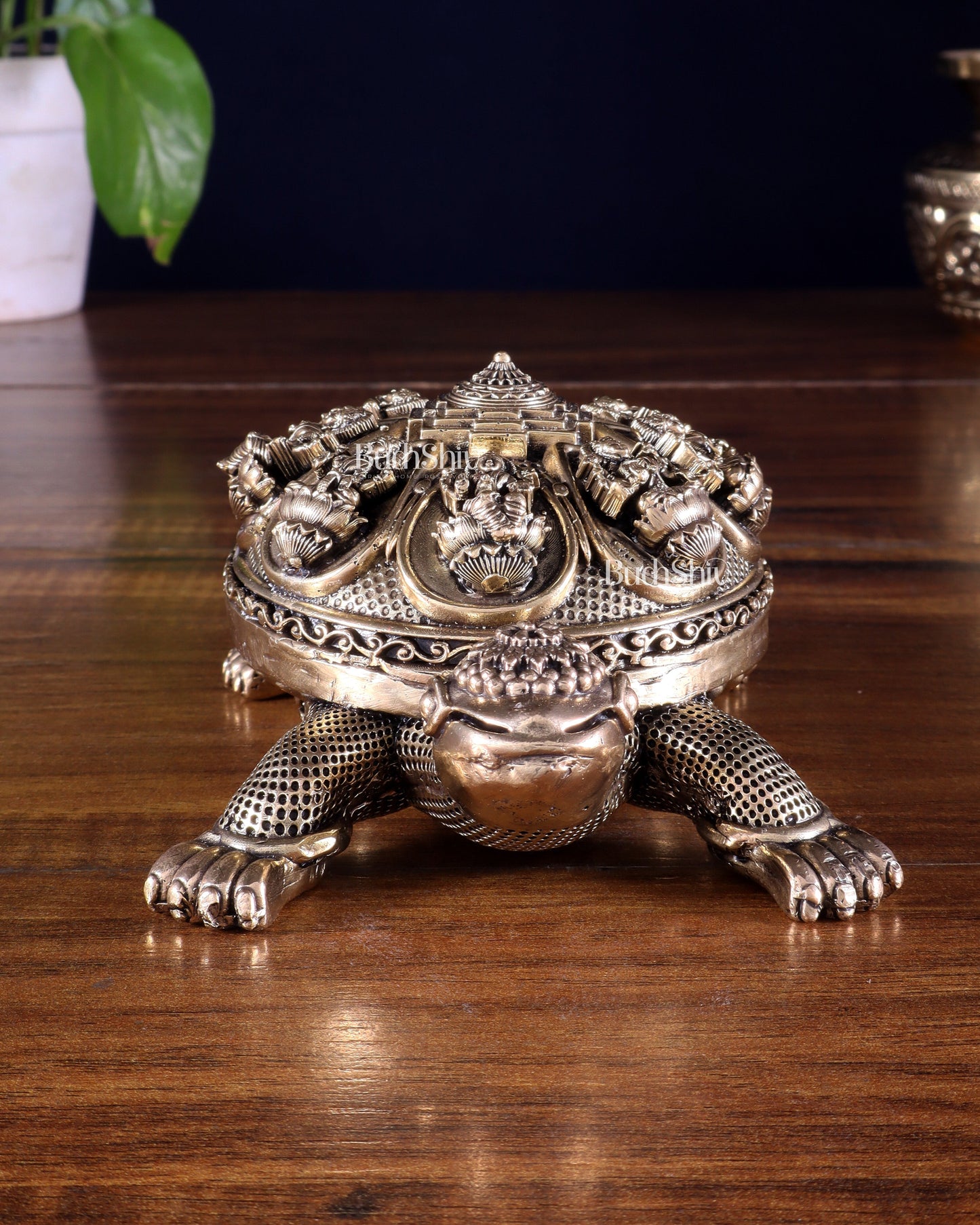 Superfine Brass Tortoise with Ashtalakshmi Shree Yantra – Vastu Approved 6.5 inch
