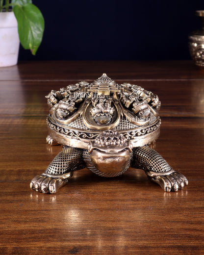 Superfine Brass Tortoise with Ashtalakshmi Shree Yantra – Vastu Approved 6.5 inch