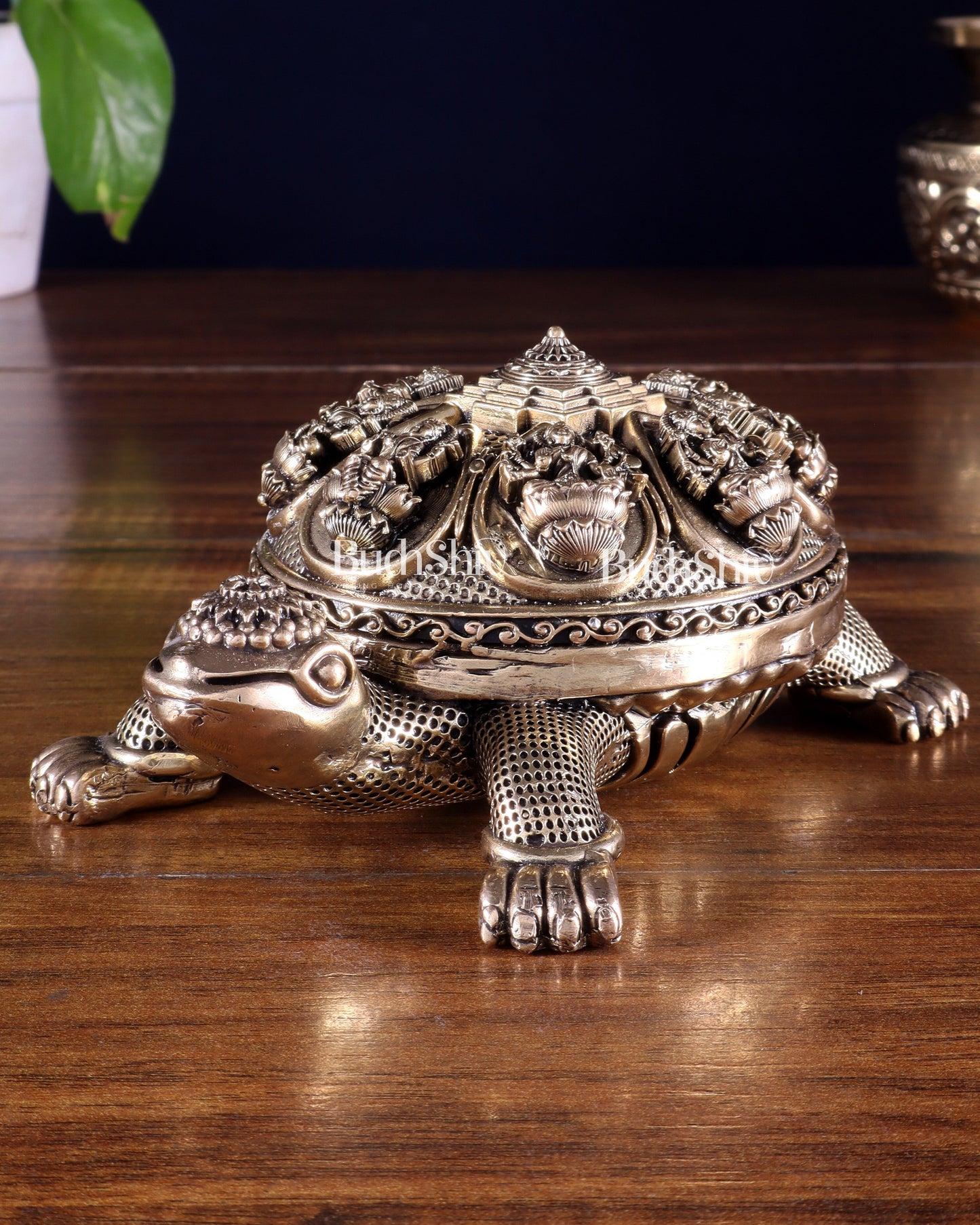 Superfine Brass Tortoise with Ashtalakshmi Shree Yantra – Vastu Approved 6.5 inch