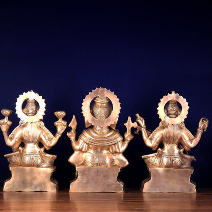 Ganesh Lakshmi Saraswati Brass Idol Set 18 inch