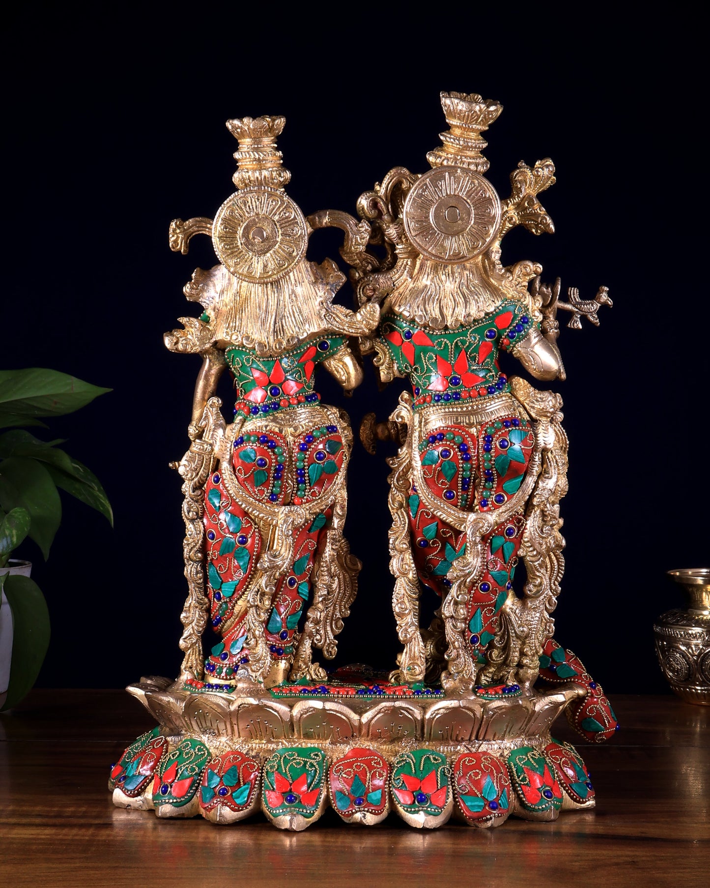 Brass Superfine Radha Krishna 14 inch meenakari sculpture