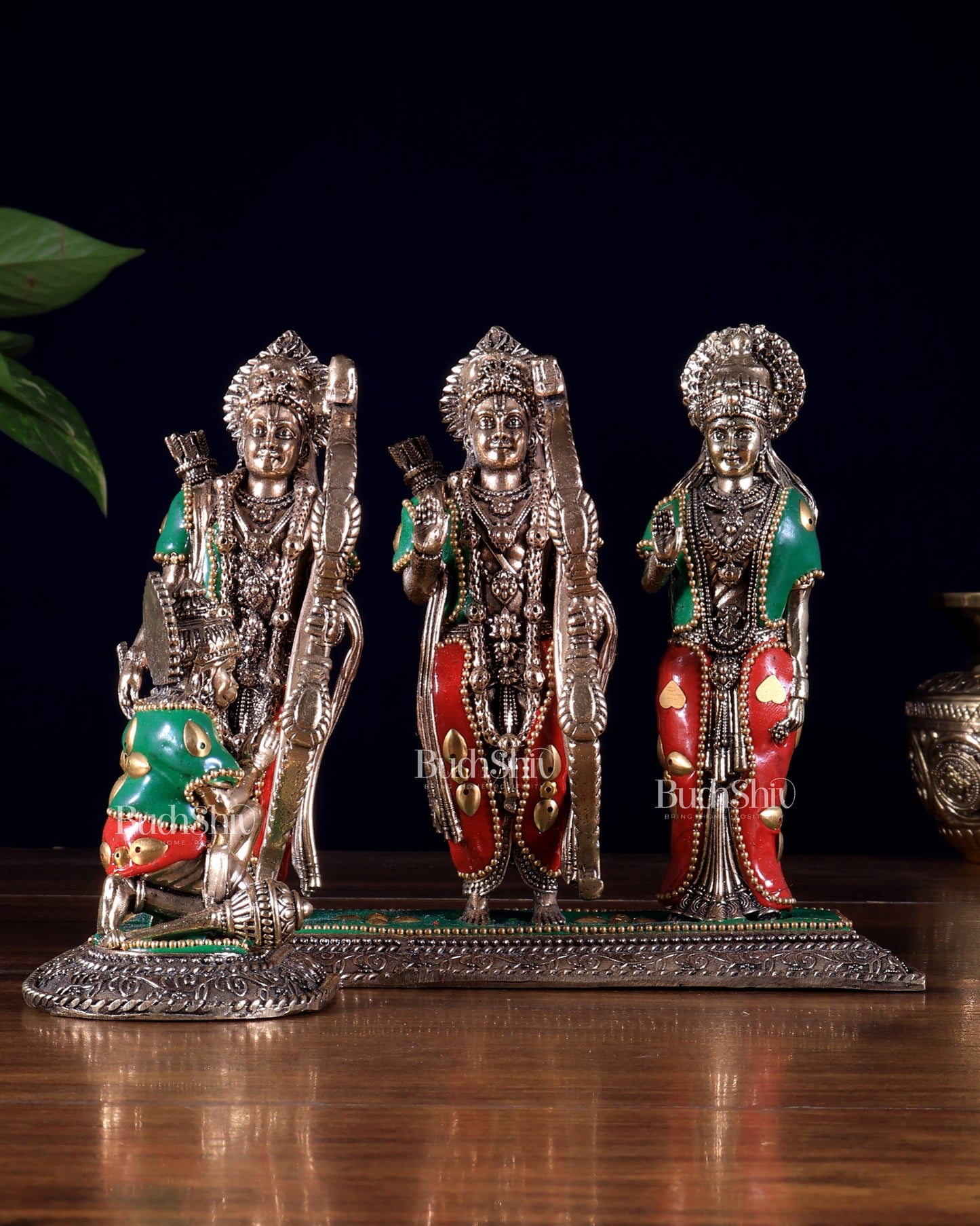 Brass Ram Darbar Idol - 6.5" Tall with meenakari