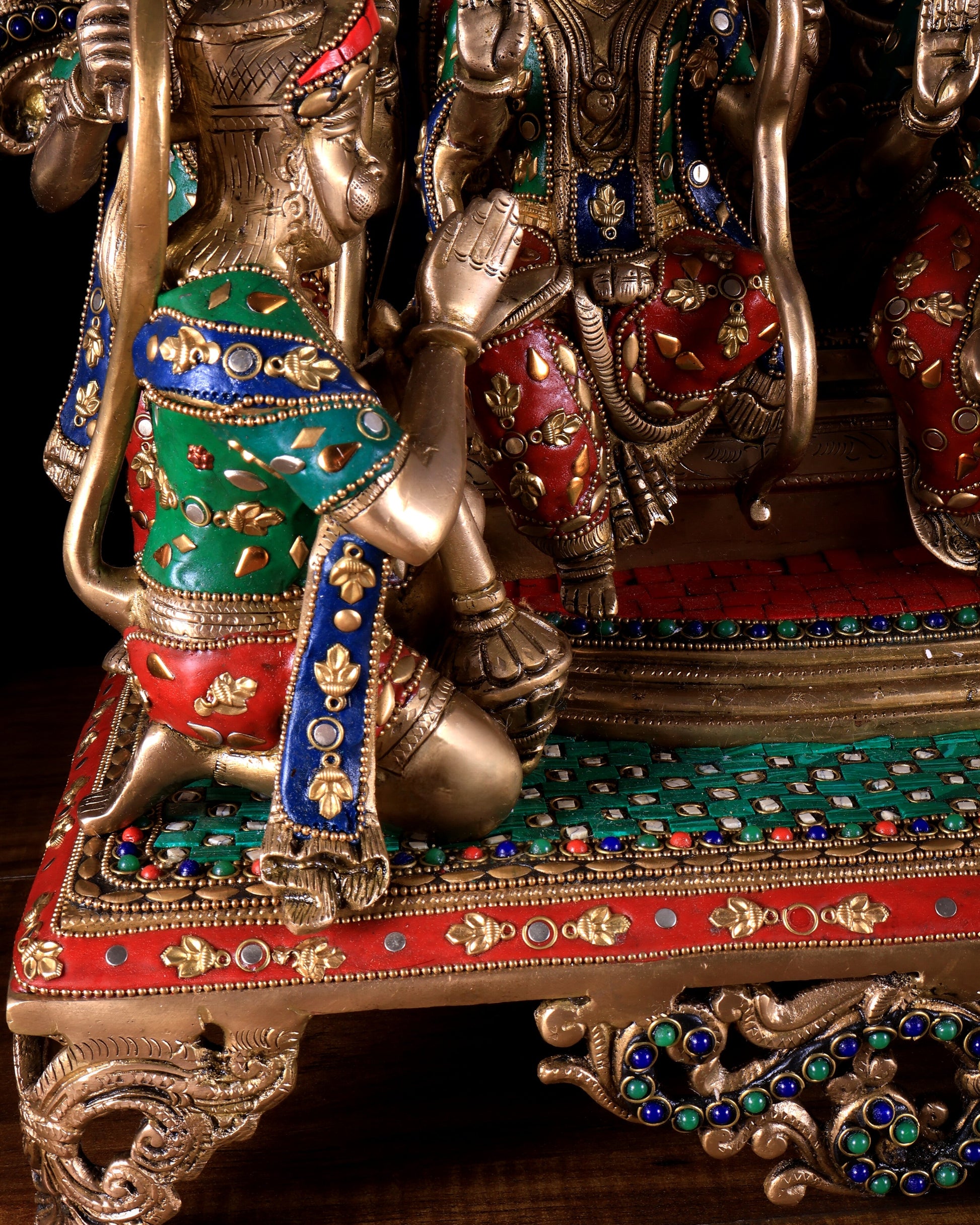 Large Brass Ram Darbar sitting Idol |(Ramapatabhishekam) 23" meenakari Stonework