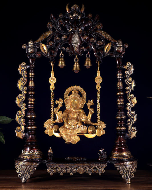 Brass Large Ganesha Swing - 26 inch dual tone