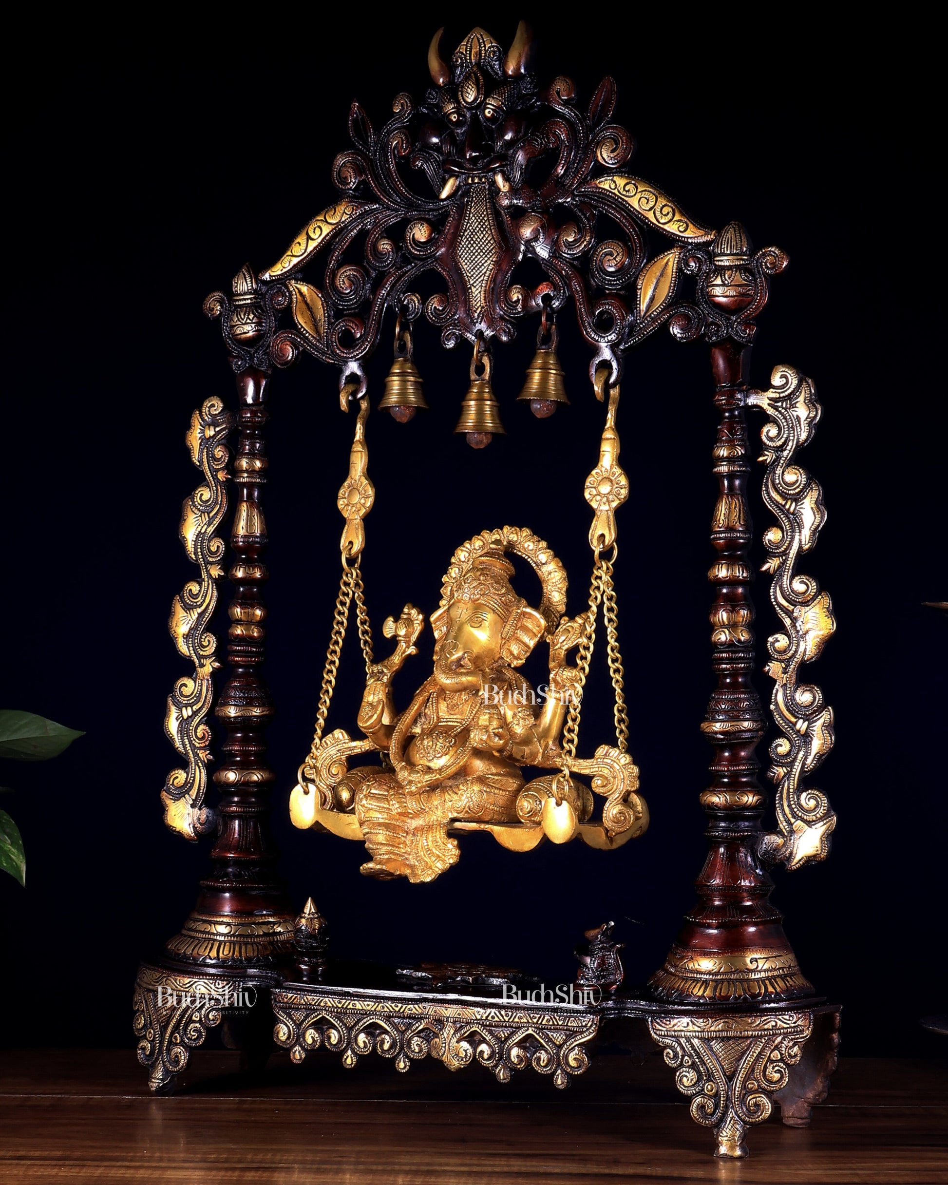 Brass Large Ganesha Swing - 26 inch dual tone