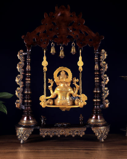 Brass Large Ganesha Swing - 26 inch dual tone