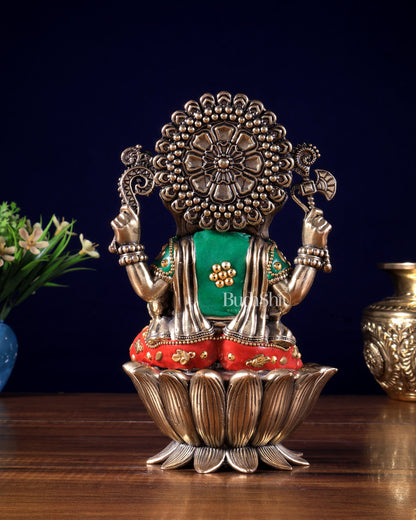 Exquisite Brass Idol of Lord Ganesha | 8 Inch meenakari