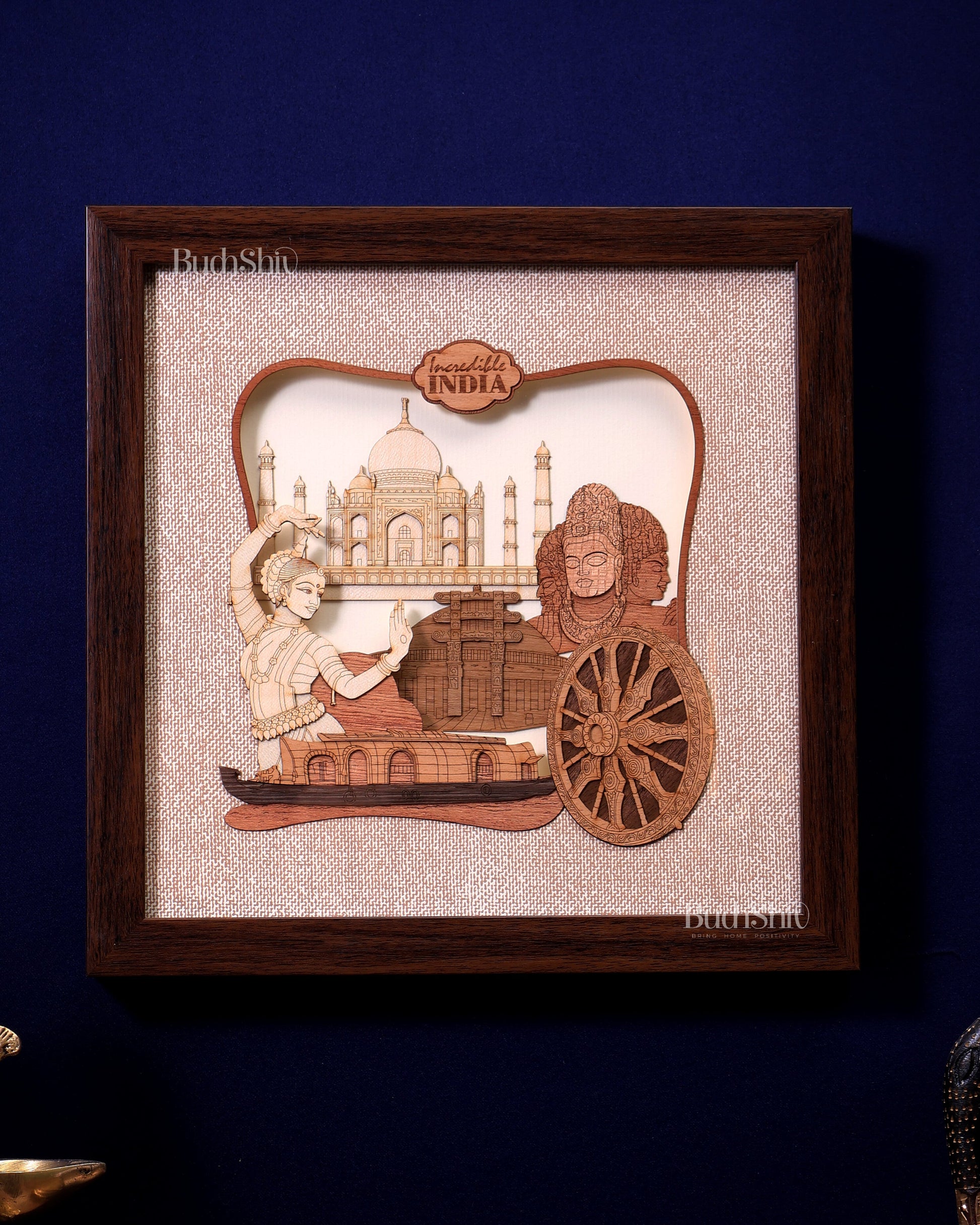 Incredible India – 3D Wooden Art Frame with Glass 10"