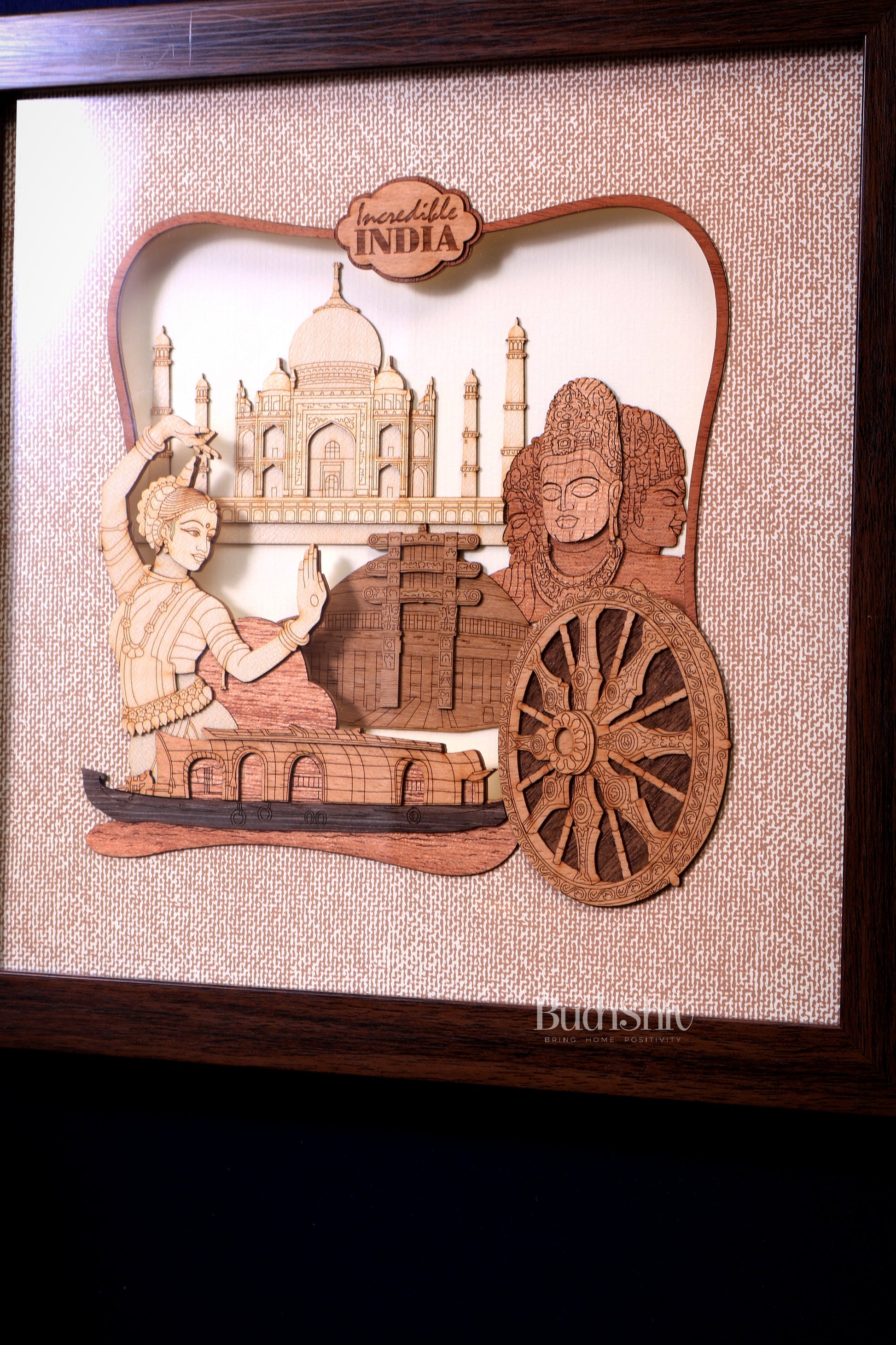 Incredible India – 3D Wooden Art Frame with Glass 10"