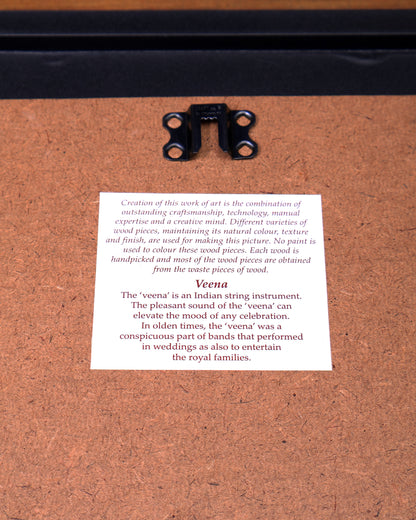 Indian Lady Playing Veena – Handcrafted Wooden 3D Wall Hanging