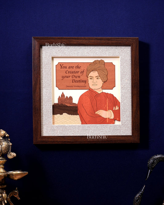 Swami Vivekananda | 3D Wooden Wall Hanging Frame with Glass