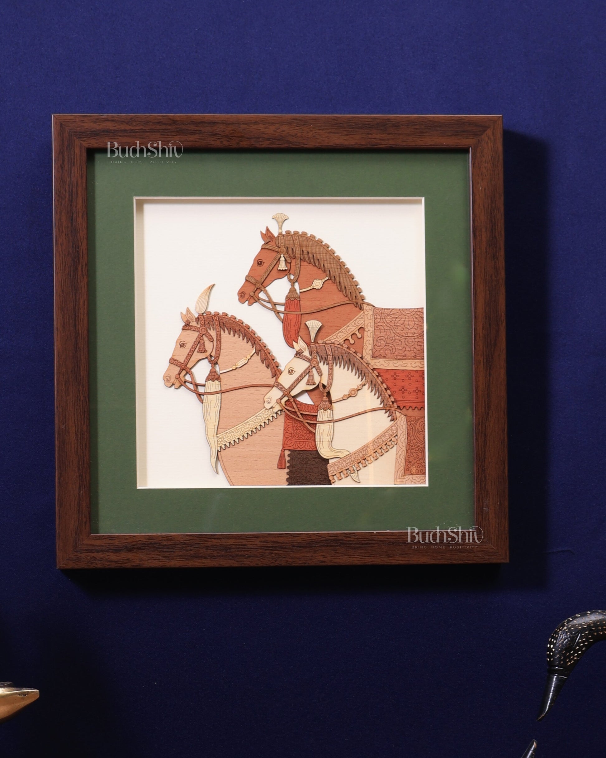 Three Horses | 3D Wooden Wall Hanging Frame with Glass