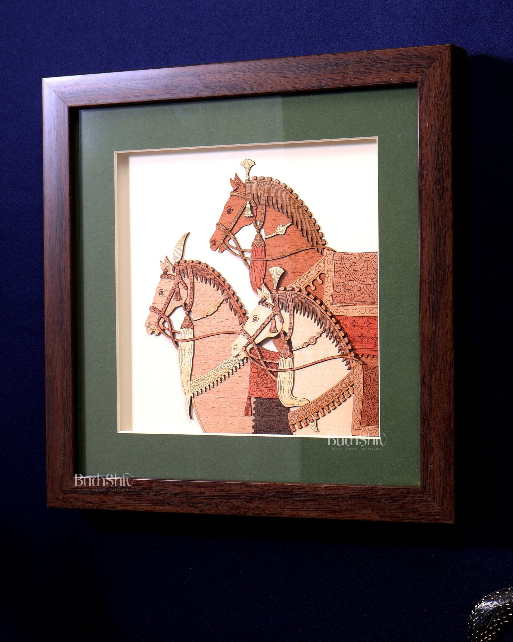 Three Horses | 3D Wooden Wall Hanging Frame with Glass