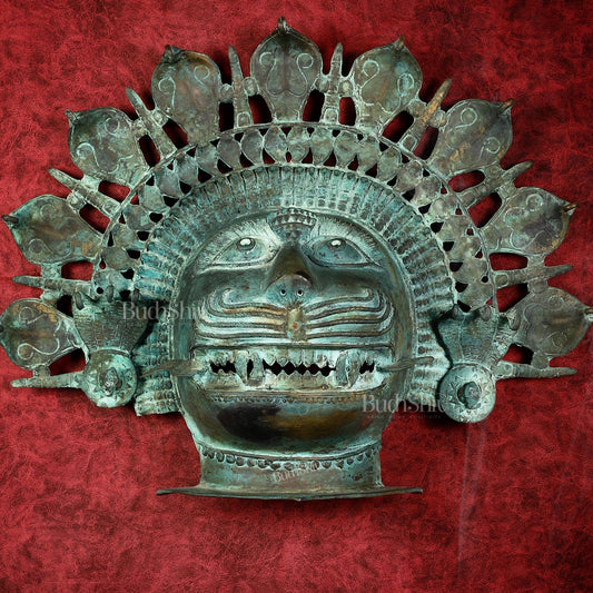 Vintage Narasimha Face Mask Wall Hanging | Lost-Wax Bronze Craft 21" Rare Find
