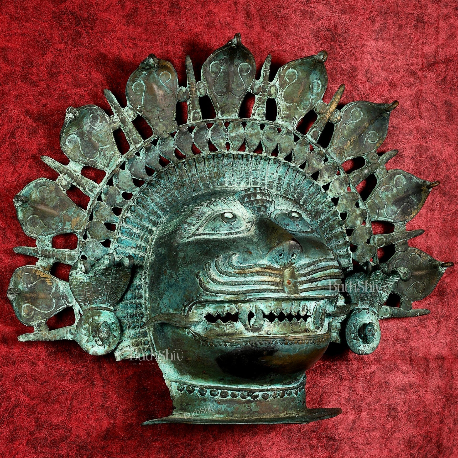Vintage Narasimha Face Mask Wall Hanging | Lost-Wax Bronze Craft 21" Rare Find