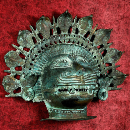 Vintage Narasimha Face Mask Wall Hanging | Lost-Wax Bronze Craft 21" Rare Find