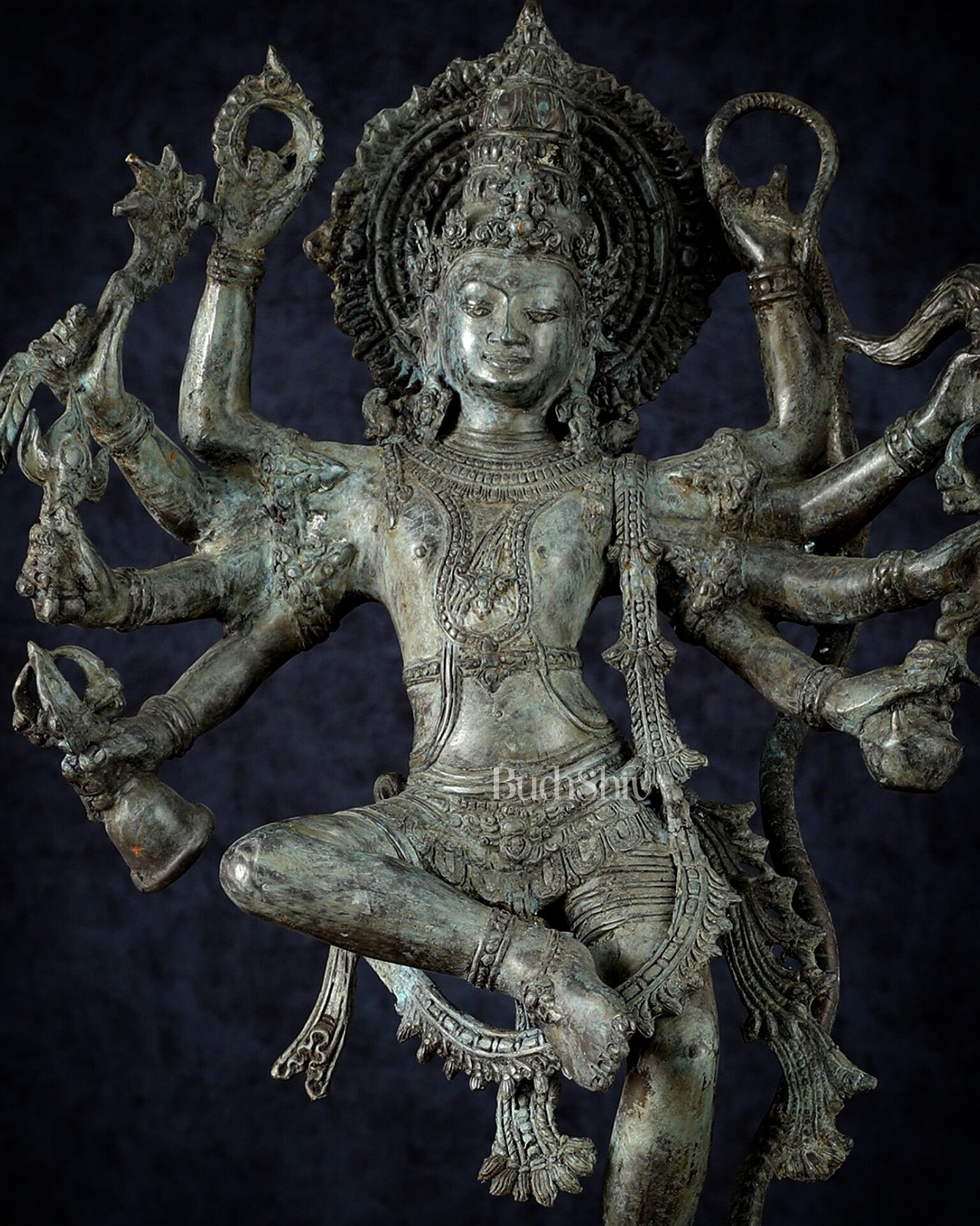 Bronze Dancing Krishna on Kaliya Naag Sculpture – 25" lost wax