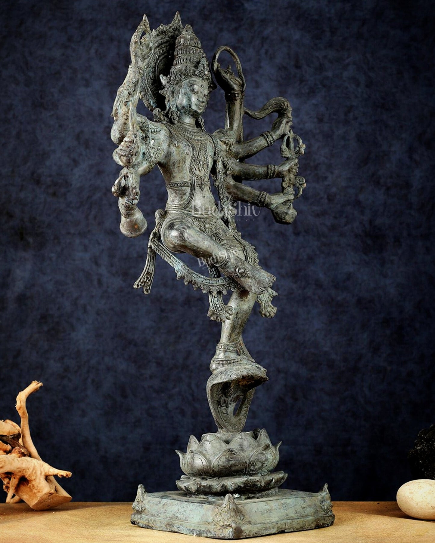 Bronze Dancing Krishna on Kaliya Naag Sculpture – 25" lost wax