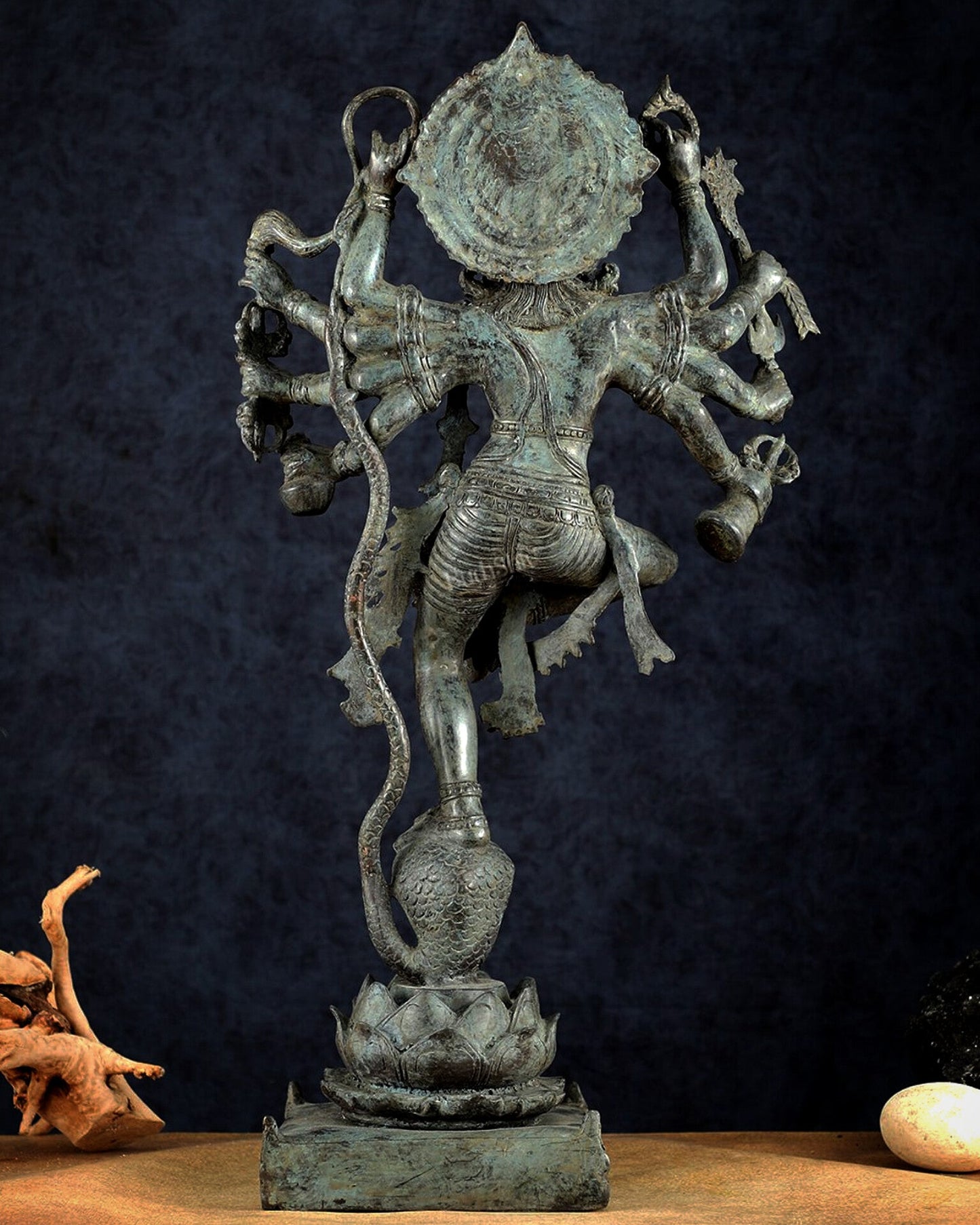 Bronze Dancing Krishna on Kaliya Naag Sculpture – 25" lost wax