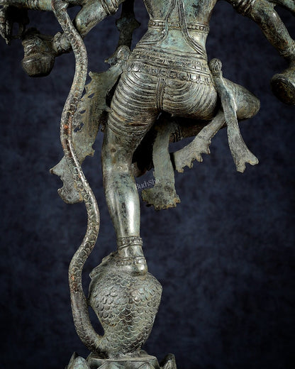 Bronze Dancing Krishna on Kaliya Naag Sculpture – 25" lost wax