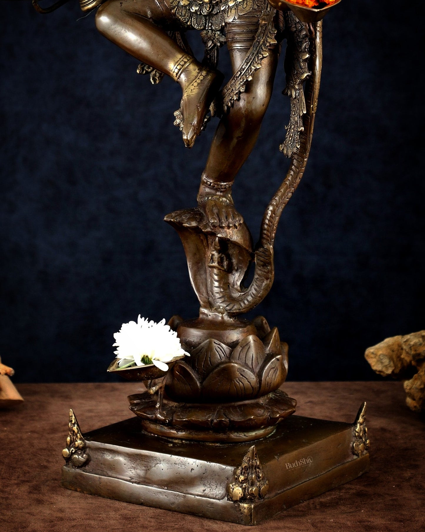 Bronze Dancing Krishna with Diyas in hands Sculpture – 26" Height, Lost Wax Casting