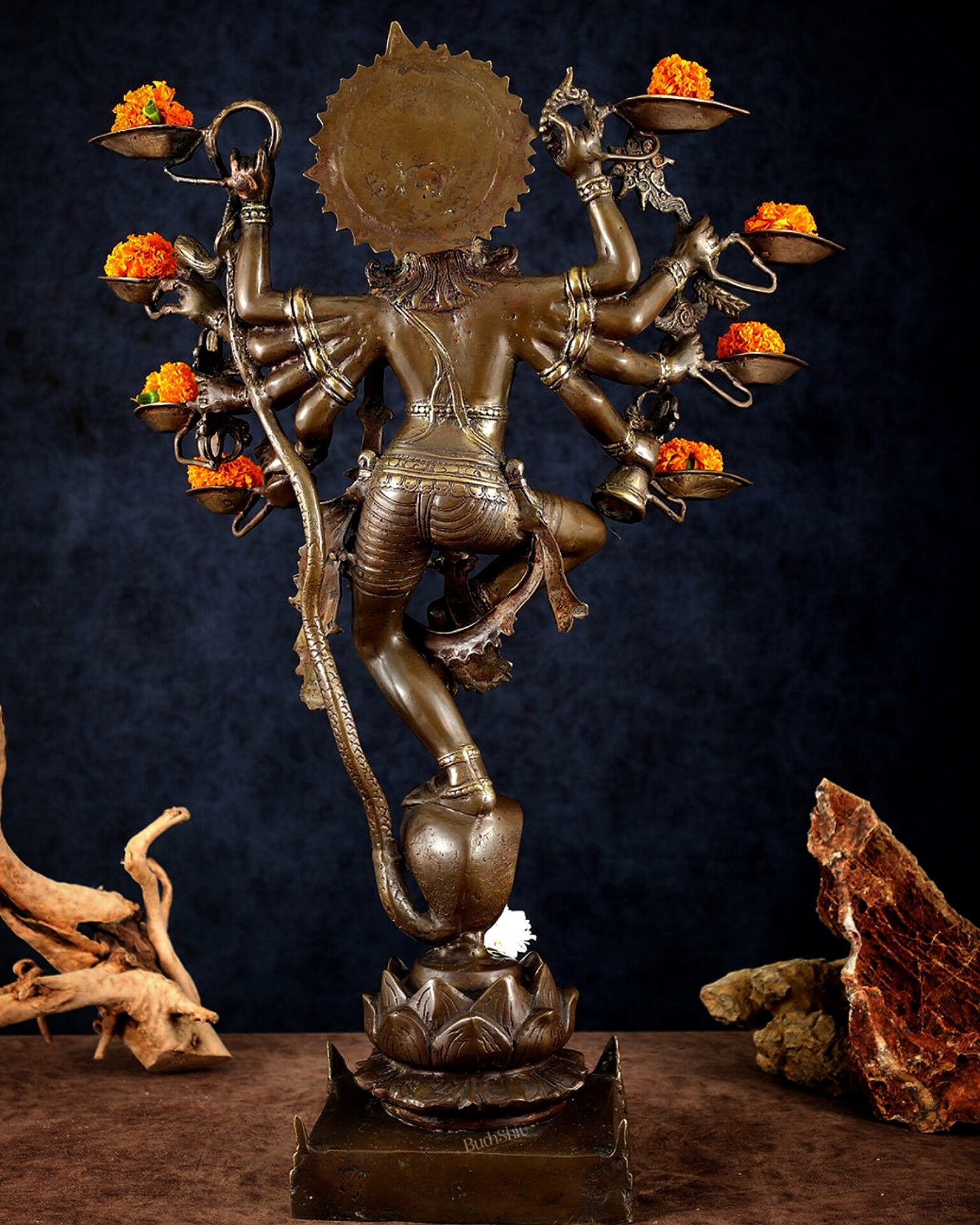 Bronze Dancing Krishna with Diyas in hands Sculpture – 26" Height, Lost Wax Casting