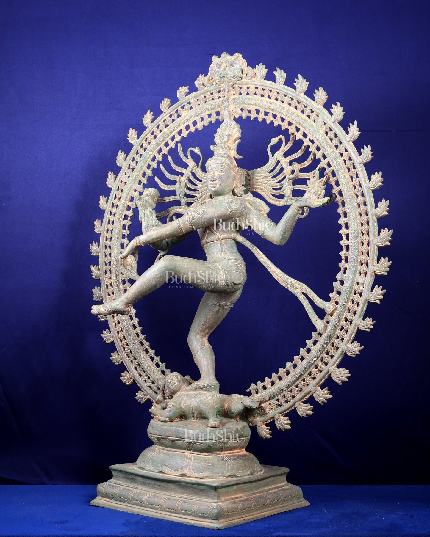 Handcrafted Brass Nataraja Statue - Height 36" Green tone