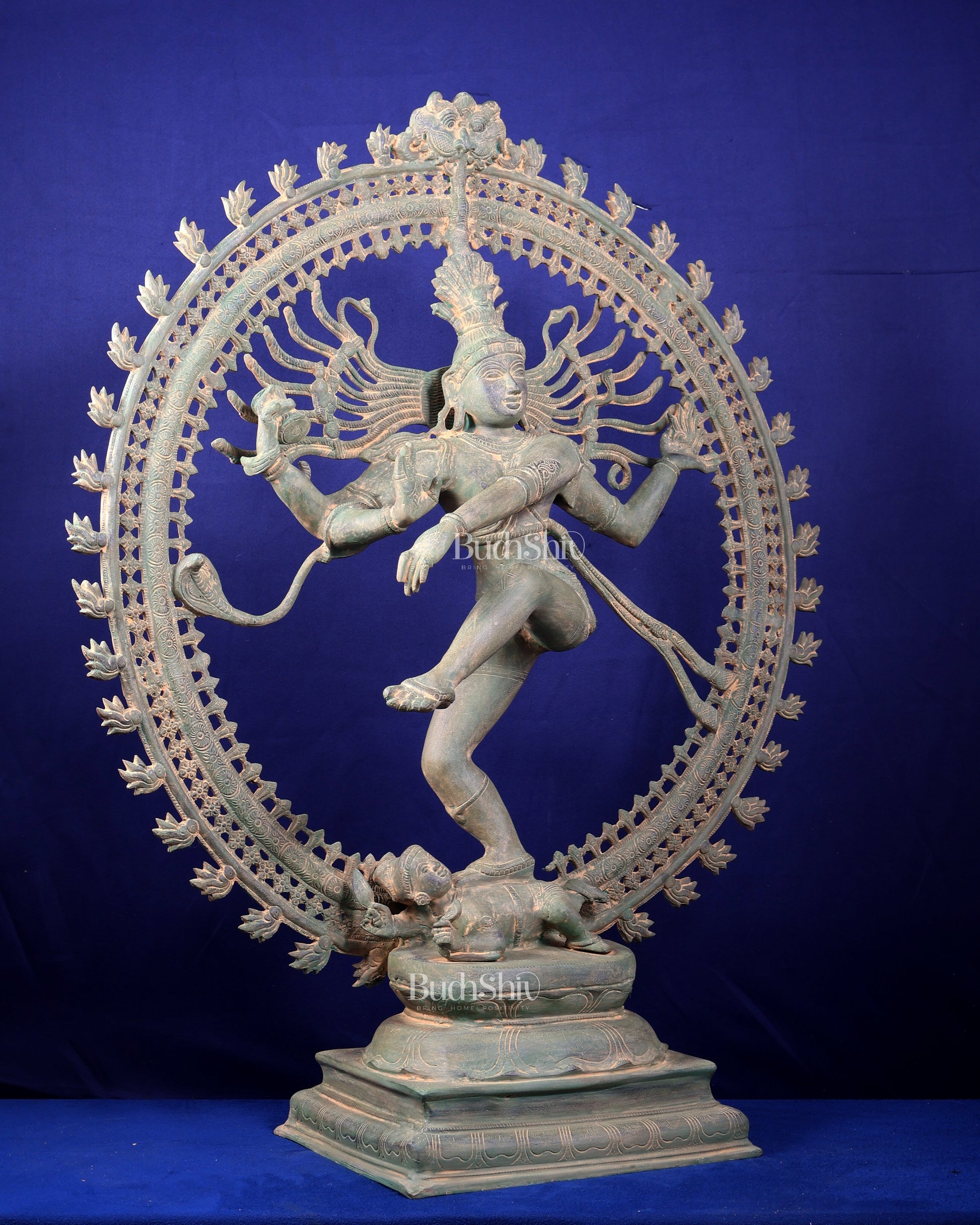 Handcrafted Brass Nataraja Statue - Height 36" Green tone