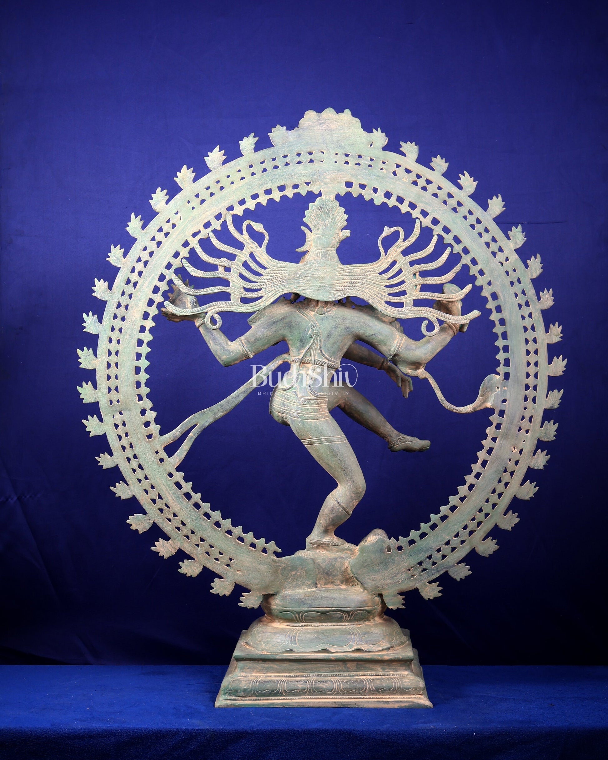 Handcrafted Brass Nataraja Statue - Height 36" Green tone