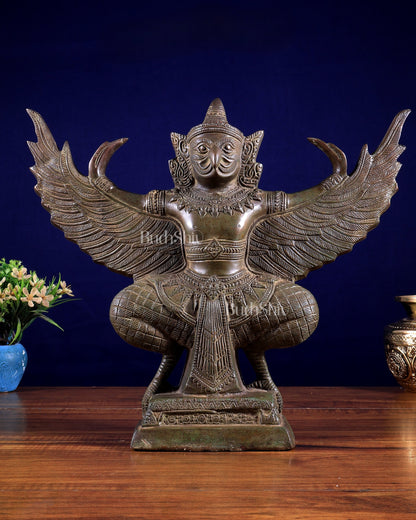 Majestic Pure Brass Garuda with Open Wings – 14" vintage bronze patina