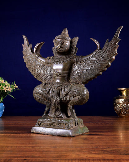 Majestic Pure Brass Garuda with Open Wings – 14" vintage bronze patina