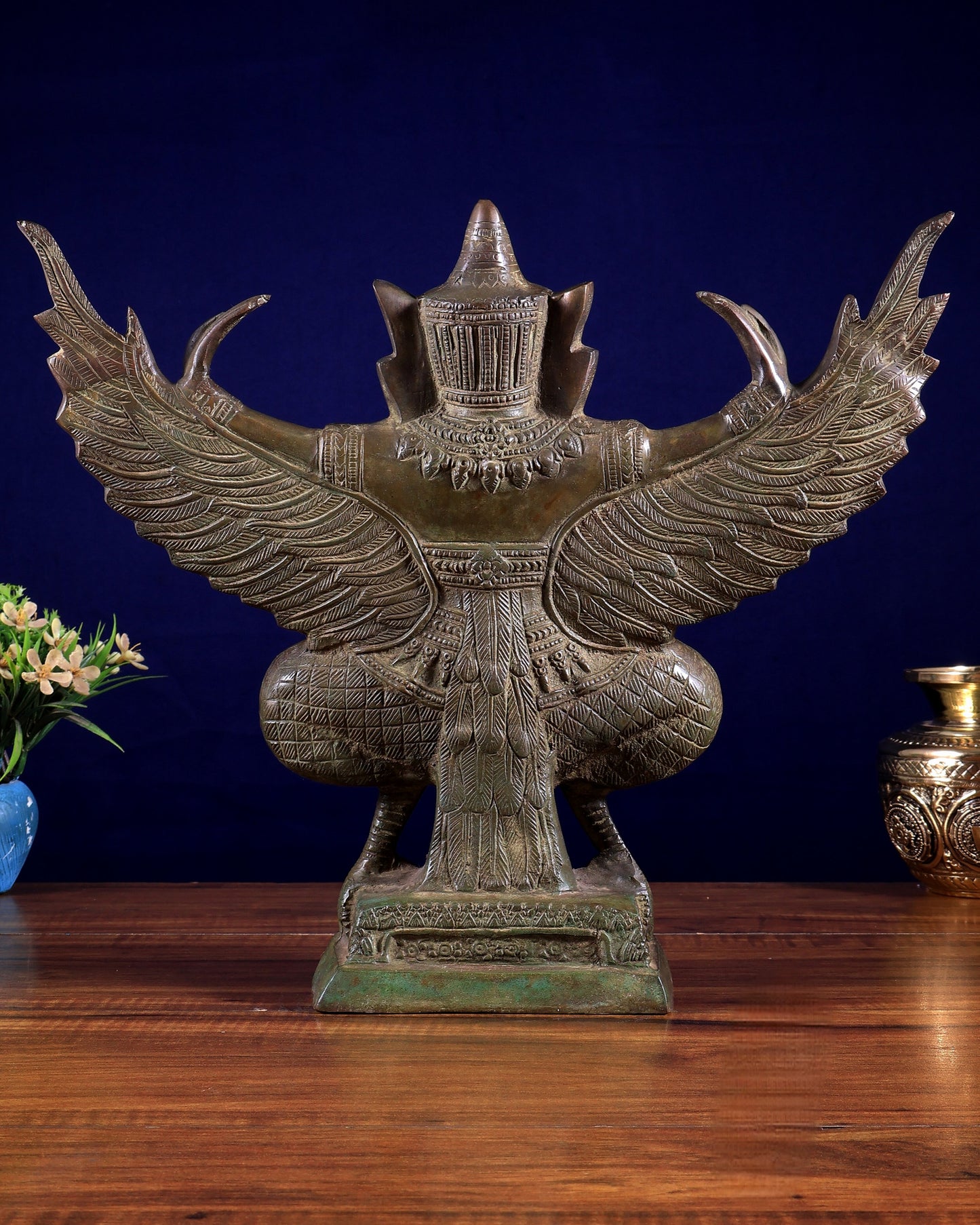 Majestic Pure Brass Garuda with Open Wings – 14" vintage bronze patina