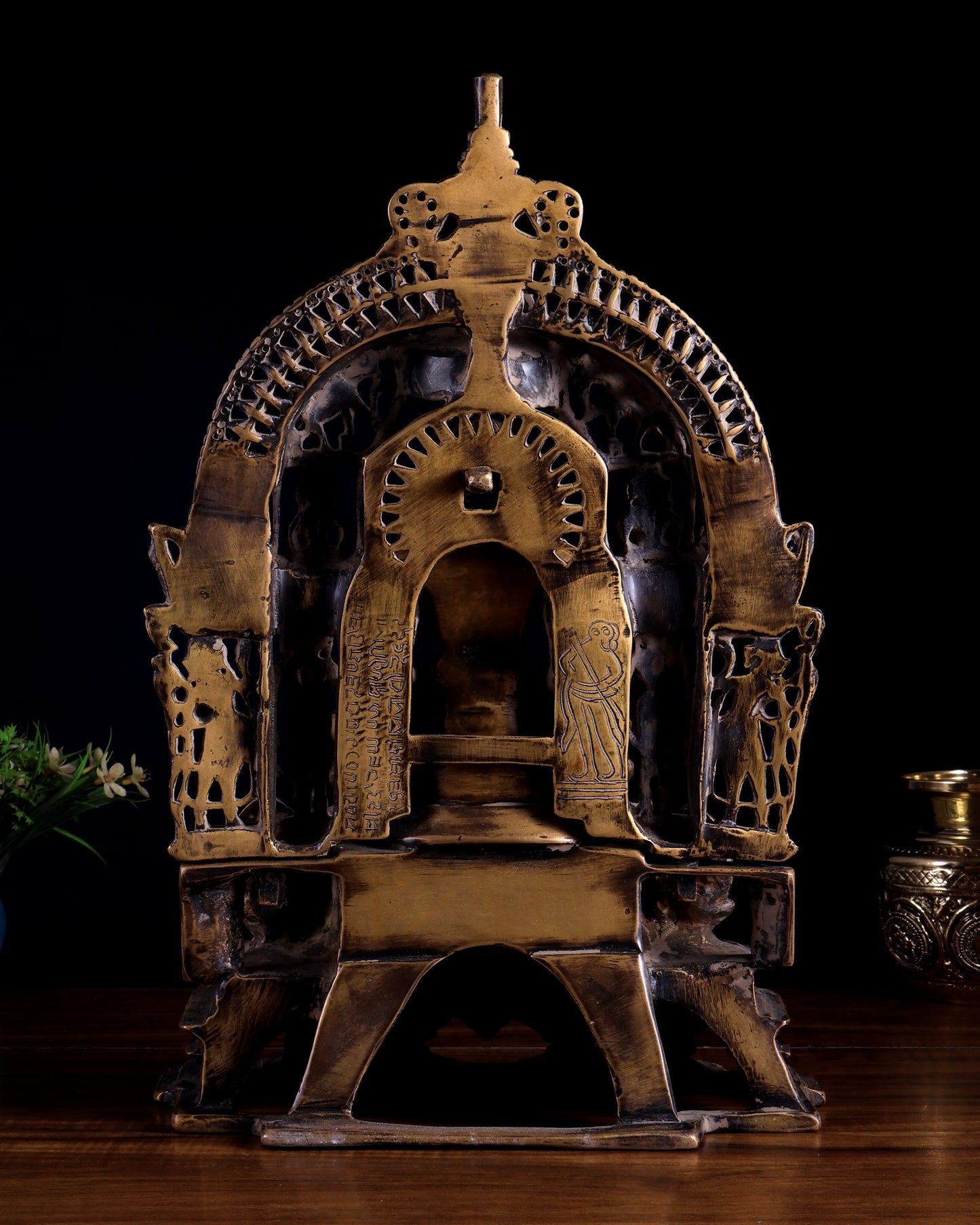 Antique Bronze Mahavir Ji with Jain Tirthankaras | Rustic Handcrafted Sculpture 16 inch