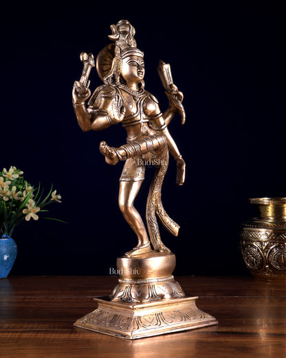Pure Brass Dancing Ardhanarishvara Idol (Half Shiva – Half Parvati) 12.5 inch