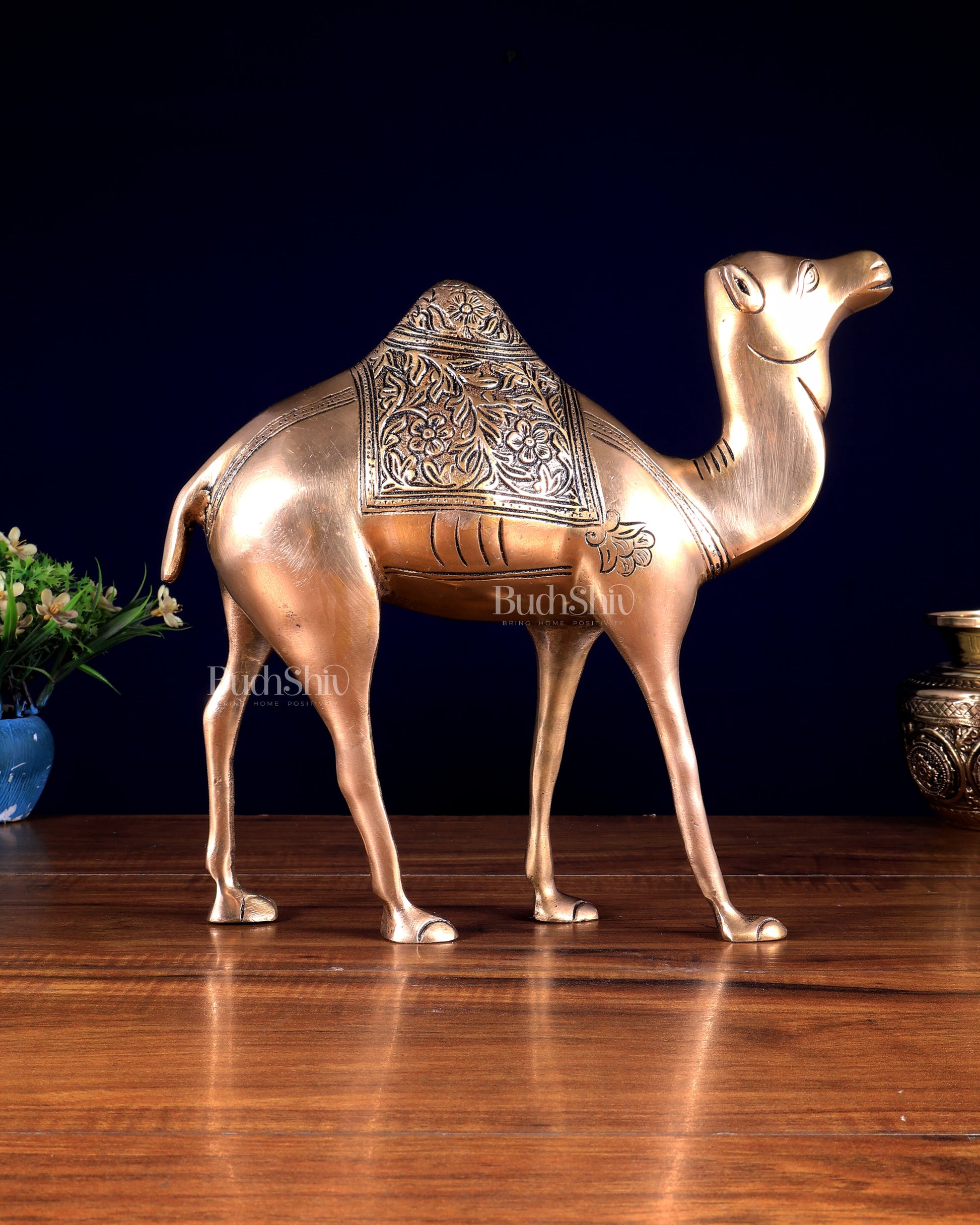 Pure Brass Superfine Standing Camel – The Ship of the Desert | Vastu Approved Showpiece 10.5 inch