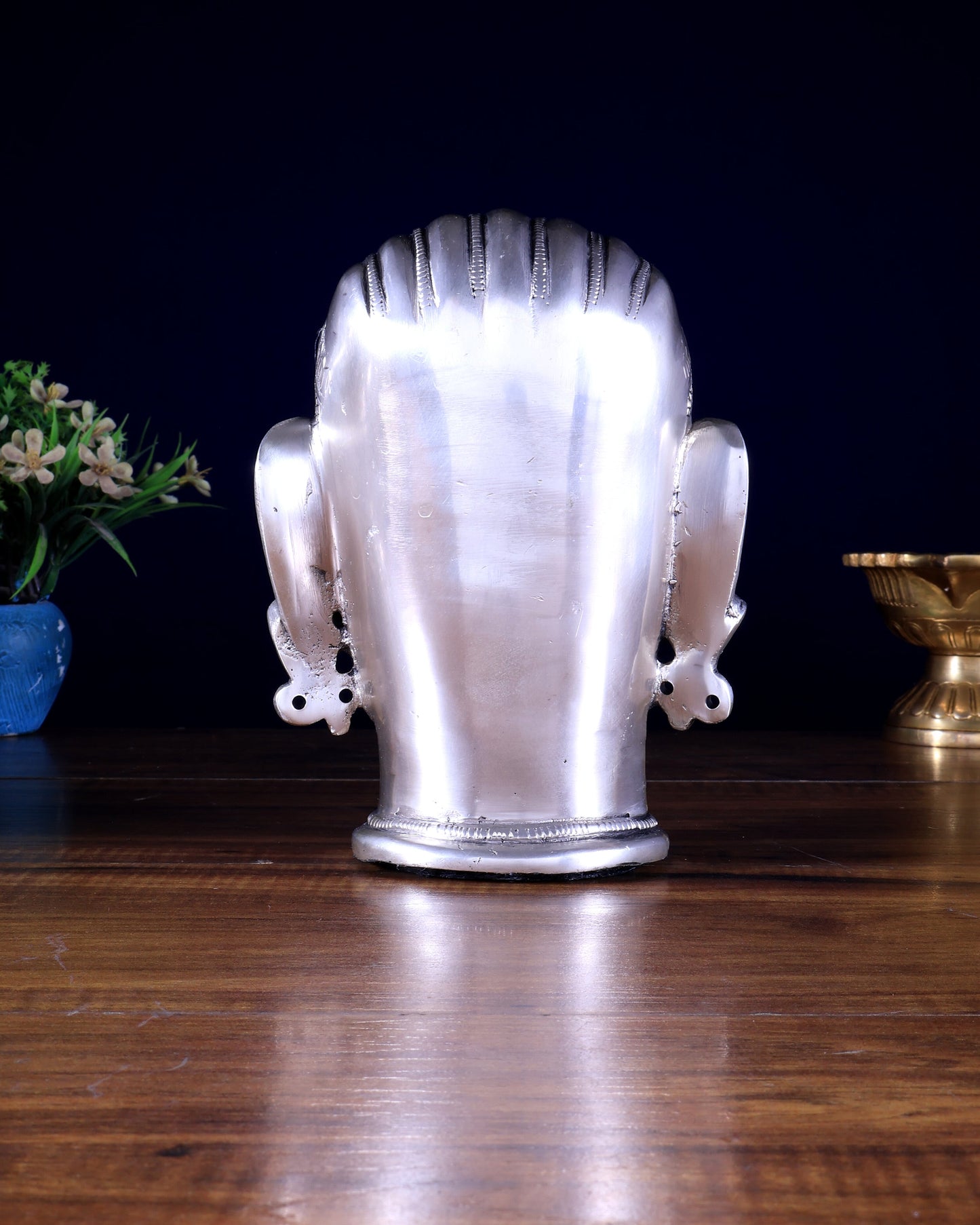 Brass Shiva face mukhlingam 7.5" silver plated