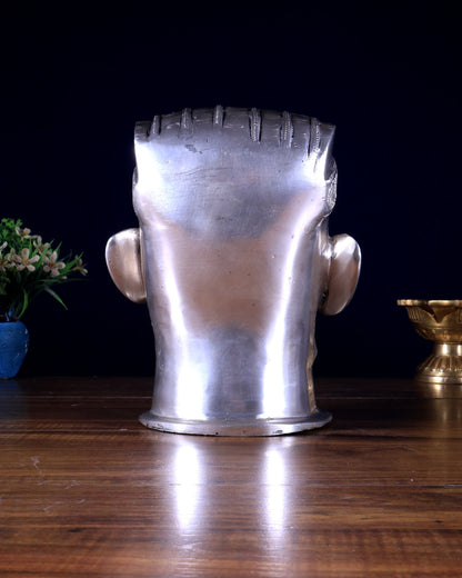 Brass Superfine Shiva Mukhlingam Face | Silver Plated 8.5 inch