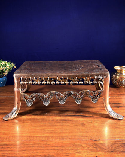 Pure Brass Unique Chowki with Ghungroos | Heavy-Duty Temple Stand
