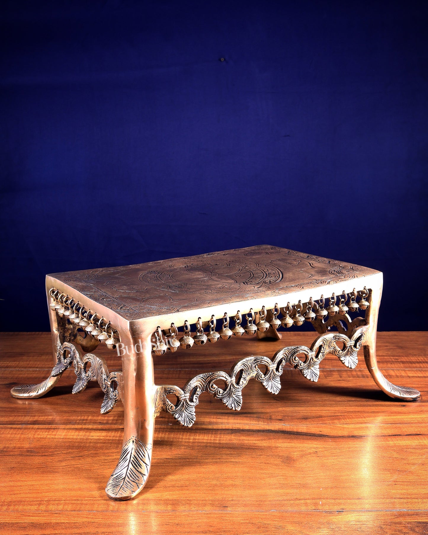 Pure Brass Unique Chowki with Ghungroos | Heavy-Duty Temple Stand