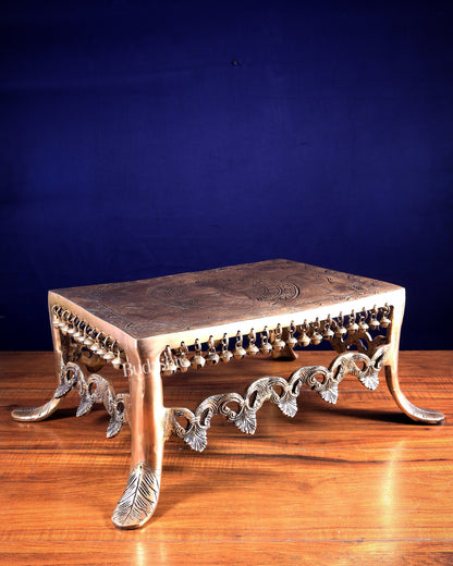 Pure Brass Unique Chowki with Ghungroos | Heavy-Duty Temple Stand