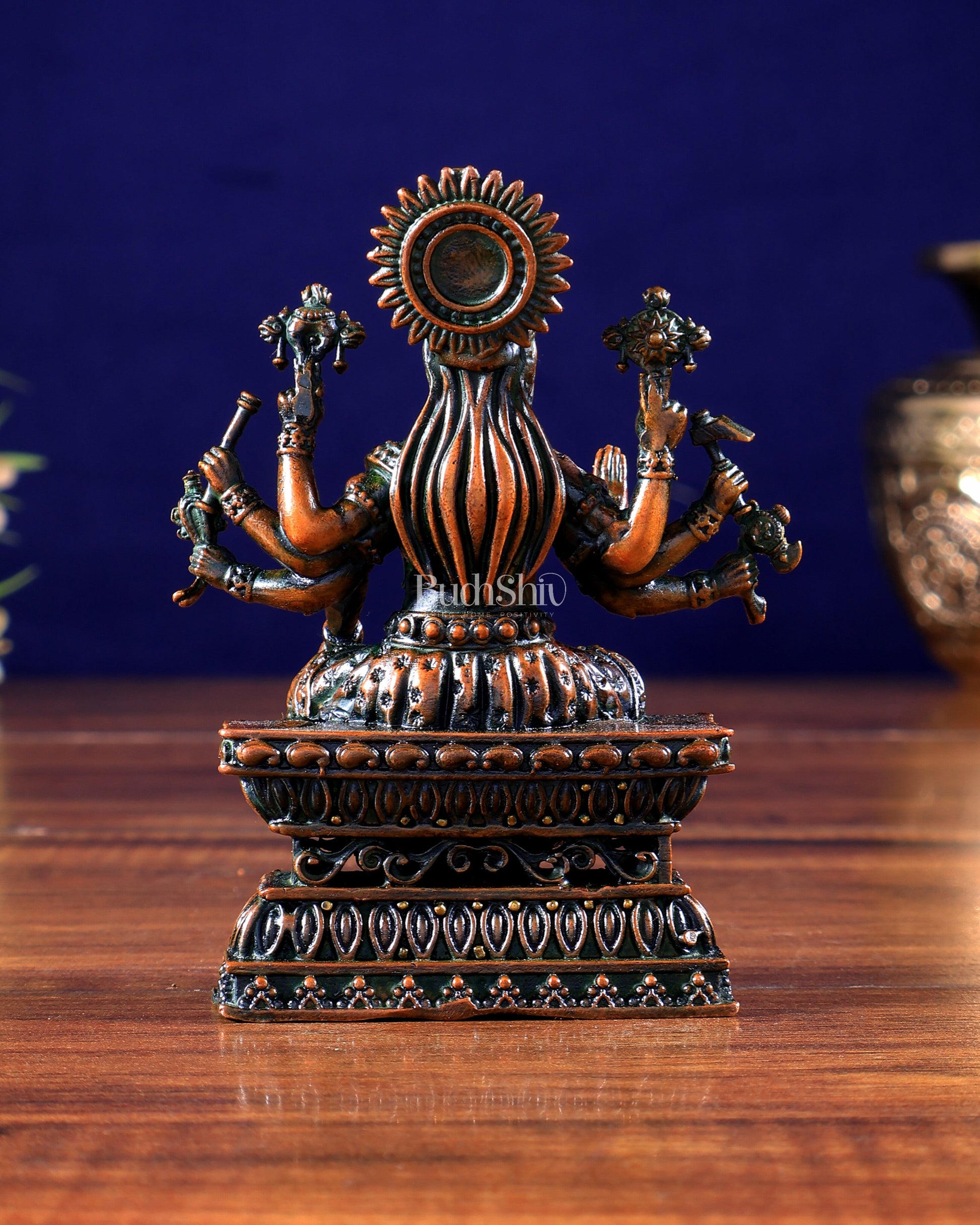 Intricate Hollow-Cast Goddess Varahi Superfine Brass Idol – 4" Tall chola brown tone