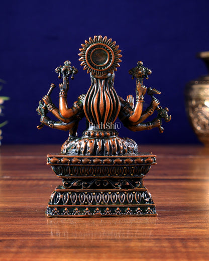 Intricate Hollow-Cast Goddess Varahi Superfine Brass Idol – 4" Tall chola brown tone