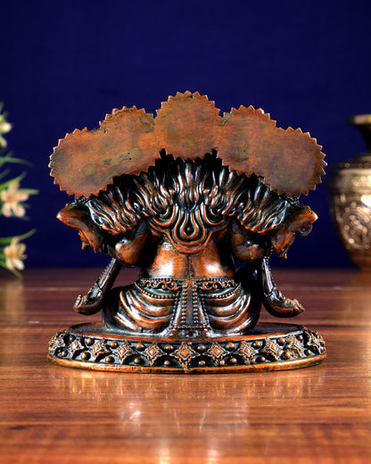 Brass Superfine Panchmukhi Ganesha Idol – Five-Headed Ganesha, 4.2" chola tone