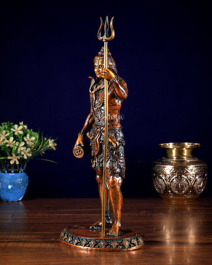 Brass Superfine Standing Lord Shiva Idol chola finish 11"